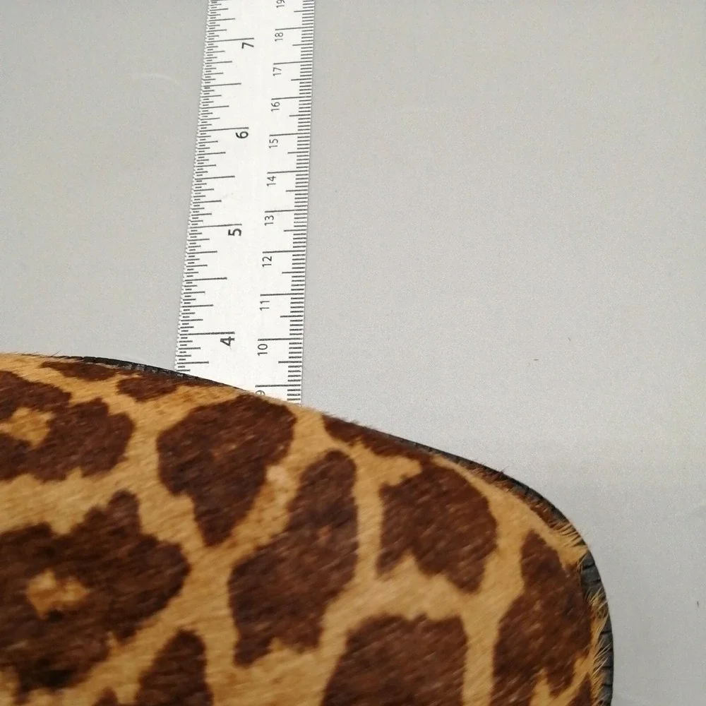 27 Edit Shoes Womens Capree Brown Leopard 7.5 Cow Fur Ankle Boot Dual Zip NEW‎